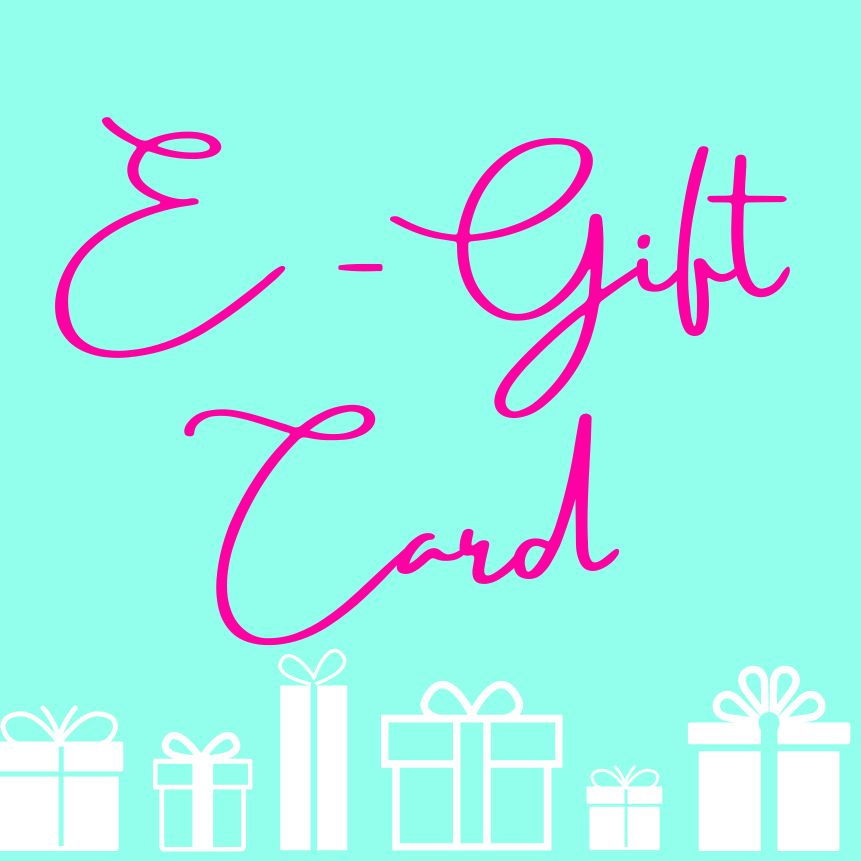 e-gift card. white presents along the bottom.