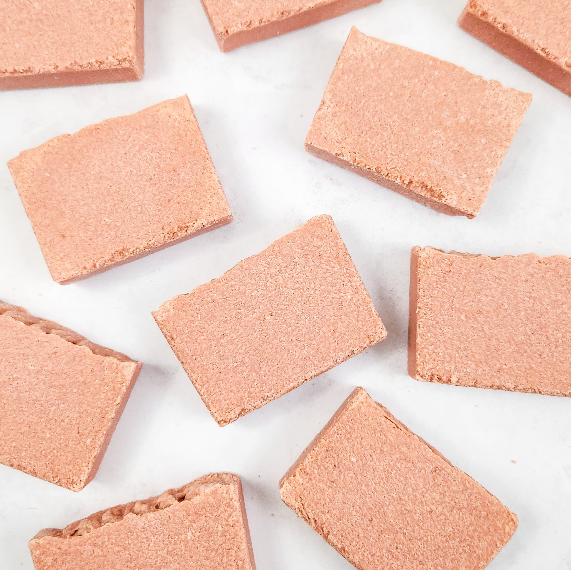 Pink Bars of soap on a white background 