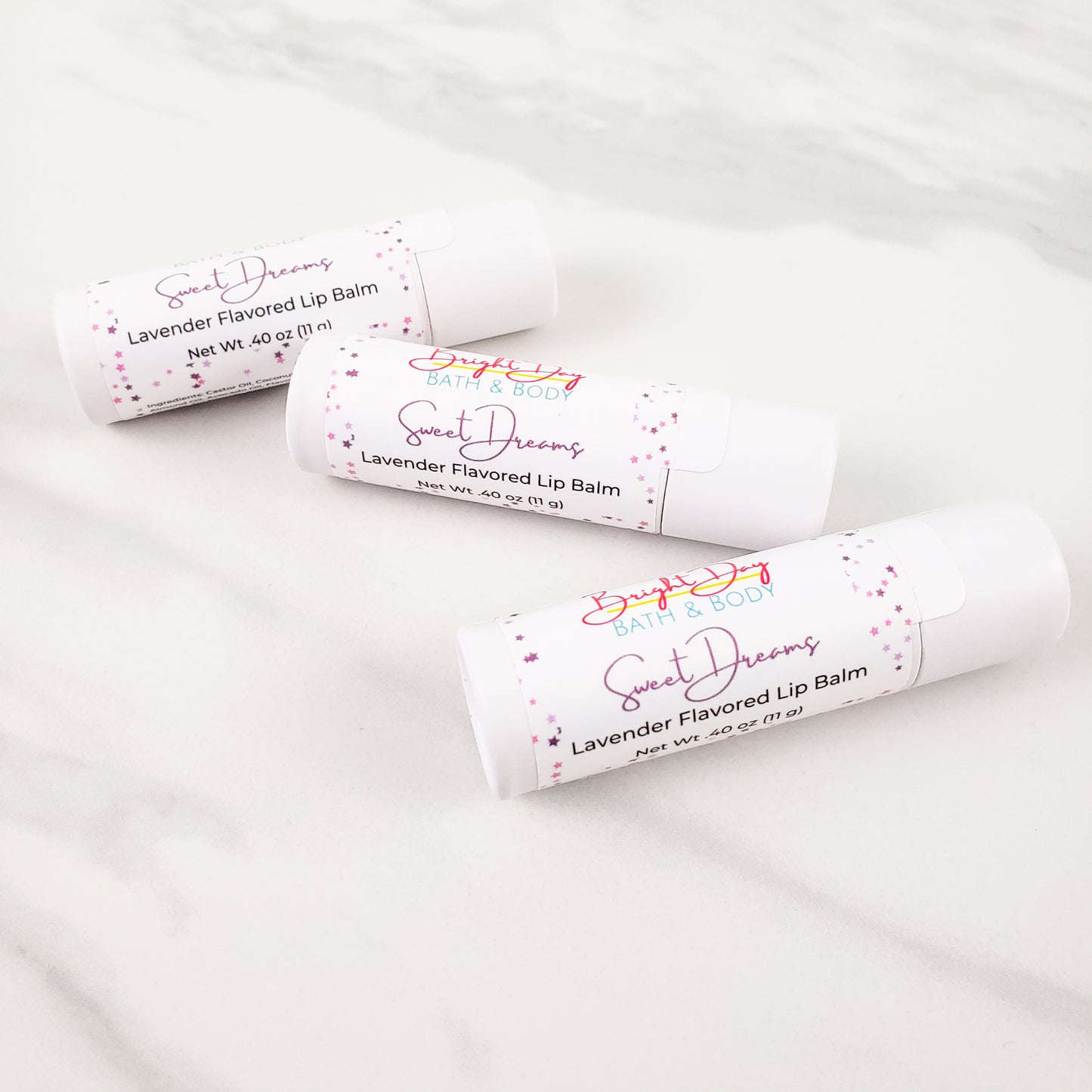 three Sweet Dreams lip balms